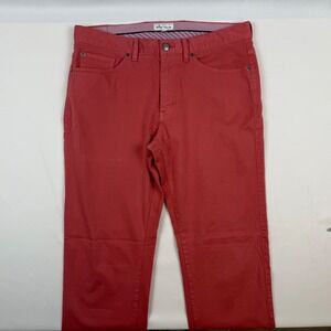 Peter Millar Mens 33 Red 5-Pocket Stretch Cotton Chino Pants Straight Leg